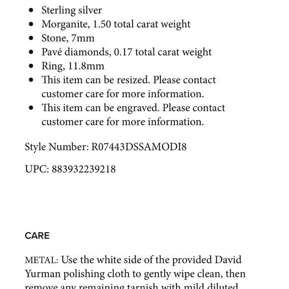 David’ Yurman Morganite Ring - Picture 4 of 5